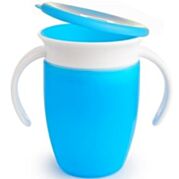 מנצ'קין כוס הפלא 360 עם ידיות ומכסה +Munchkin 6m בצבע כחול | מנצ'קין 