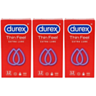 דורקס קונדומים דקים בתוספת חומר סיכה Thin Feel Extra Lube - מארז שלישייה | Durex דורקס 